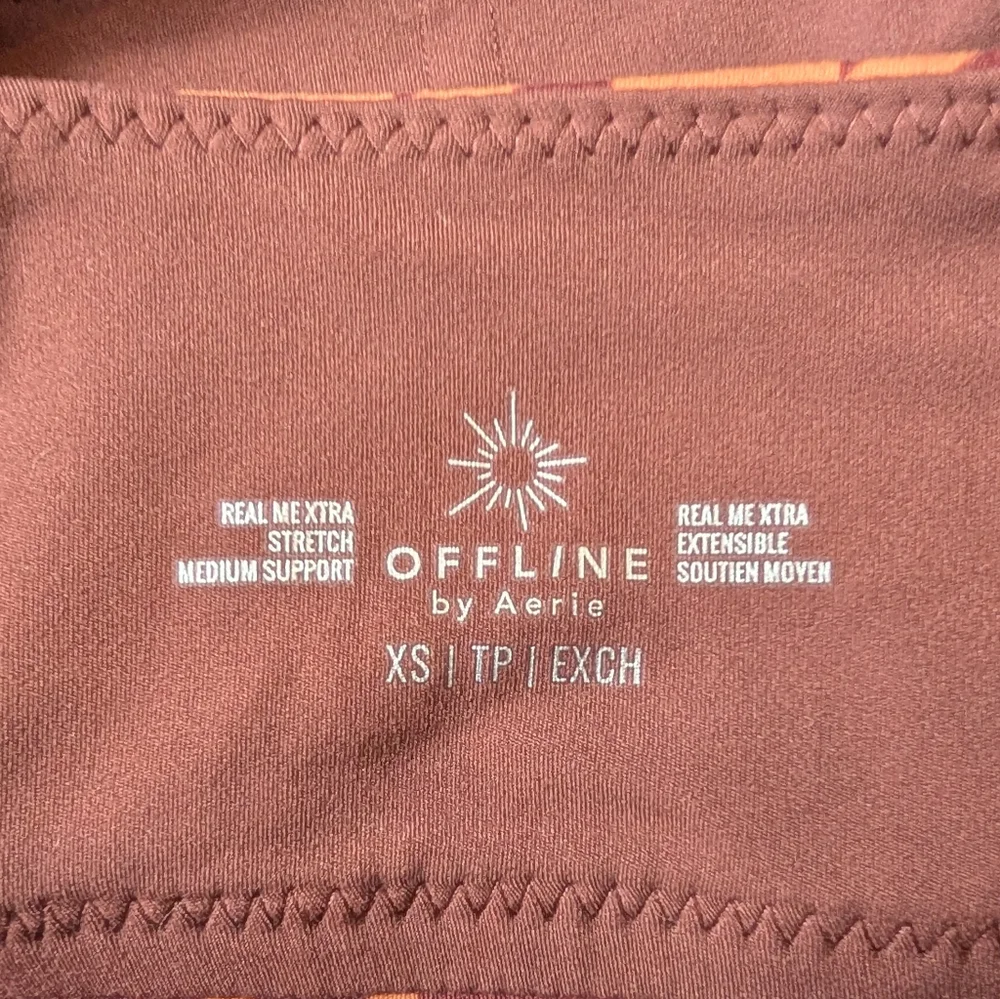 Offline By Aerie Xtra Square Neck Sports Bra Houndstooth Orange Size XS - Picture 5 of 7